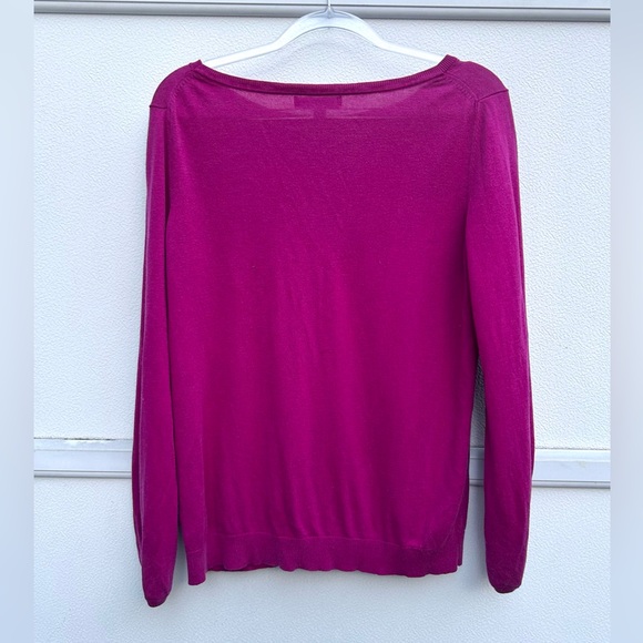 Banana Republic Sweater Silk Cashmere Women L Magenta Crewneck Long Sleeve - Picture 6 of 9